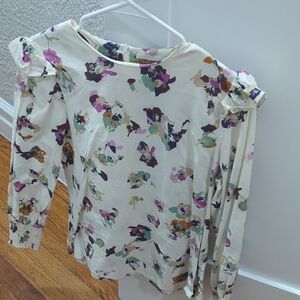 Chic Floral Blouse - Cream and Purple